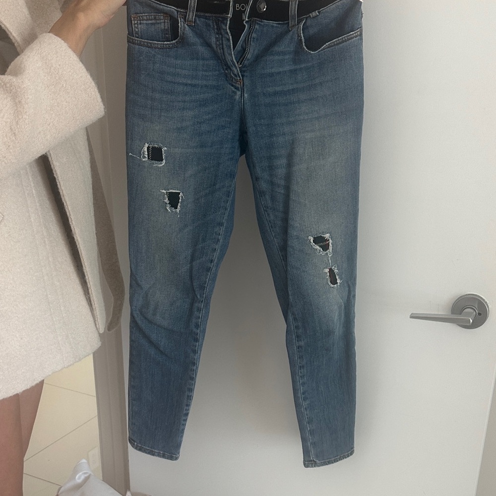 Moschino Blue Distressed Boyfriend Jeans